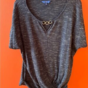 Apt. 9 Dark Gray Tee with Gold Accent